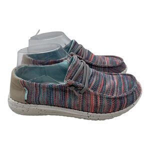 Hey Dude Wendy Sox‎ Shoes Women's Size 5 Sunset Pink Blue Purple Slip On Loafers